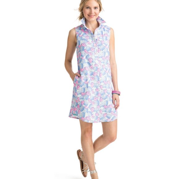 Vineyard Vines Pineapple Printed Shirt Dress in 100% Linen 14 Preppy Bea… - Picture 1 of 8